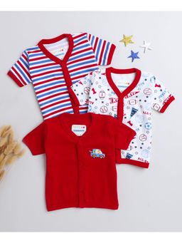 Bumzee - Red & White Girls Half Sleeves Jablas (Pack of 3)