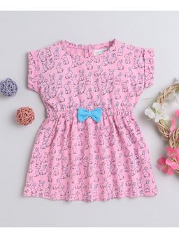 Bumzee - Pink Girls Cap Sleeves Frock