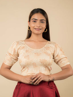 BINDIGASM'S ADVI - Fiona Gathered Sleeve Metallic Pastel Stretchable Pull On Blouse