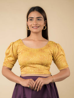 BINDIGASM'S ADVI - Fiona Gathered Sleeve Metallic Pastel Stretchable Pull On Blouse