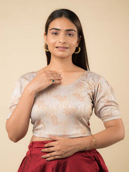 BINDIGASM'S ADVI - Fiona Gathered Sleeve Metallic Pastel Stretchable Pull On Blouse