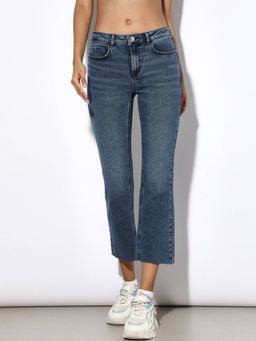 ONLY - Women Cotton Blend Stretchable Mid-Rise Flared Blue Jeans
