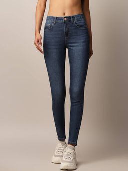 ONLY - Women Cotton Blend Stretchable Mid-Rise Skinny Fit Blue Jeans