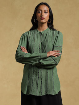 Ritu Kumar - Green Lace-Insert Kurti