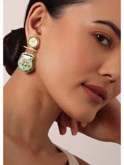 KALKI FASHION - Blue Enamelled Danglers With Meenakari Drops And Floral Motif
