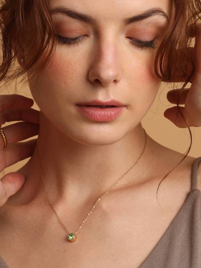 Dainty Birthstone Necklace for Womens Waterproof & Anti-Tarnish