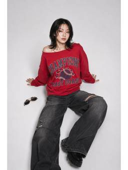 MIXT by Nykaa Fashion - Women Printed Oversized Fleece Sweatshirt with Full Sleeves