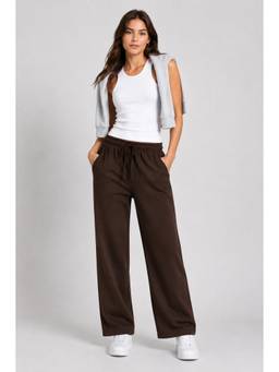 MIXT by Nykaa Fashion - Women Coffee Brown Straight-Leg Terry Polycotton Pant