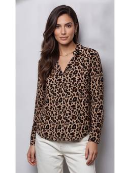 Twenty Dresses by Nykaa Fashion - Cream & Brown Polyester Animal Printed Shirt