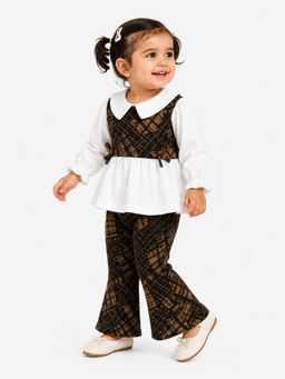 Bloom Up - Brown Check Peplum Co-Ord Set