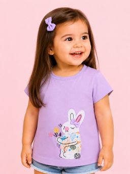 Bloom Up - Lavender Bunny Applique T-Shirt