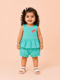 Bloom Up - Mint Green Peplum Top and Shorts