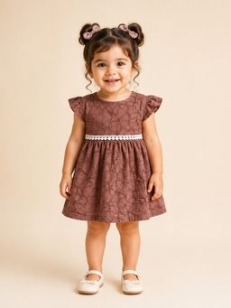 Bloom Up - Mocha Schiffli Dress