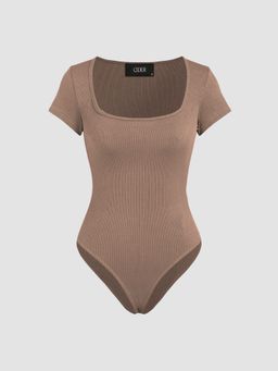 Cider - Solid Square Neck Short Sleeve Bodysuit
