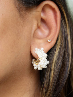 Viari Accessories - Cluttered Pearl White Hoops