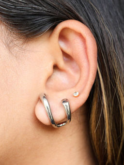 Viari Accessories - Layered Stud Earrings - Silver