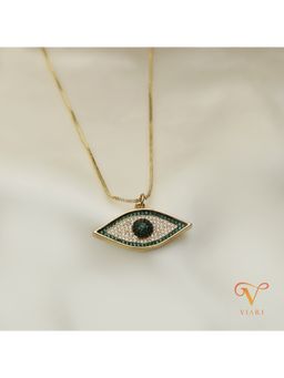 Viari Accessories - Green Stone Evil Eye Necklace
