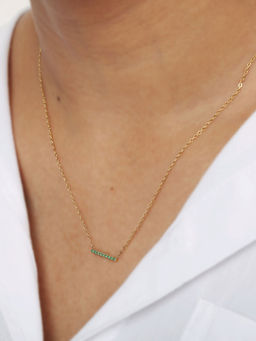 Viari Accessories - Green Stone Bar Necklace