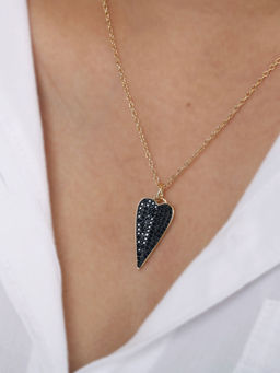 Viari Accessories - Black Heart Drop Necklace
