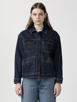 Wrangler - Women Solid Blue Oversize Fit Jacket