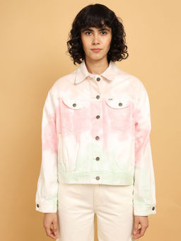 Wrangler - Women Tie and Dye White Regular Fit Jacket