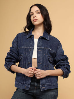 Wrangler - Women Solid Blue Relaxed Fit Jacket