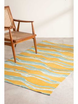 Freedom Tree - Puzzikoli Ochre Yellow Printed Rug - 4Ft x 6Ft