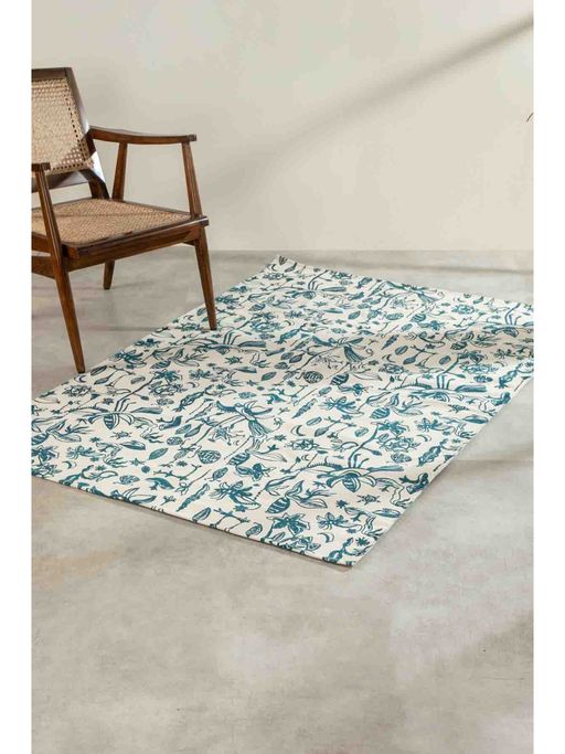 Freedom Tree Eye In The Sky Cotton Moonlit Blue Printed Rug - 2.5Ft x 4.5Ft