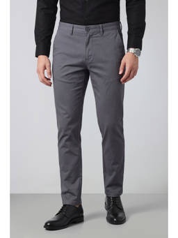 Peter England - Men Light Grey Solid Super Slim Fit Trousers
