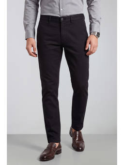 Peter England - Men Black Solid Super Slim Fit Trousers