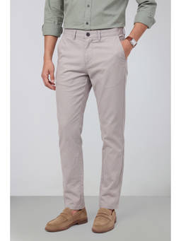 Peter England - Men Light Grey Solid Slim Fit Chino Trouser