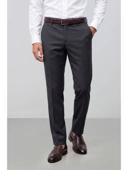 Peter England - Men Black Striped Slim Fit Trousers