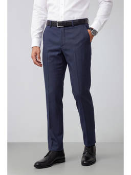 Peter England - Men Navy Solid Slim Fit Trousers