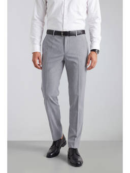 Peter England - Men Light Grey Solid Slim Fit Trousers