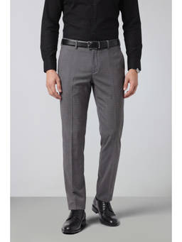 Peter England - Men Medium Grey Solid Slim Fit Trousers