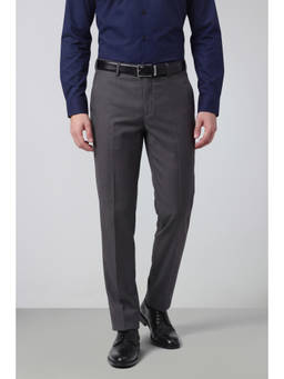 Peter England - Men Medium Grey Solid Slim Fit Trousers
