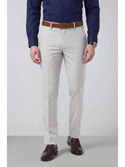 Peter England - Men Light Grey Solid Slim Fit Trousers