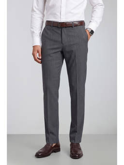 Peter England - Men Medium Grey Solid Slim Fit Trousers