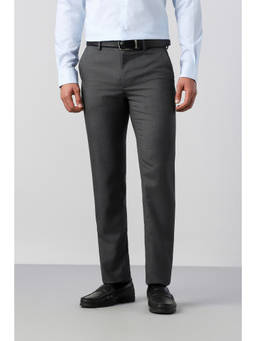 Peter England - Men Medium Grey Solid Slim Fit Trousers