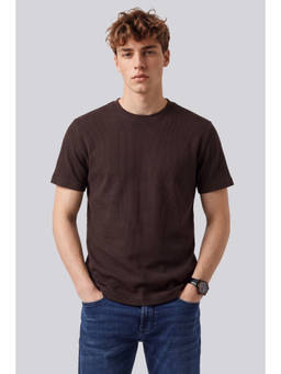 Peter England - Men Brown Solid Round Neck T-Shirt