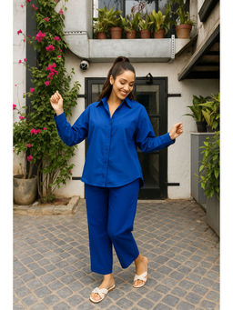 Lounge Dreams - Royal Blue Pure Cotton Co-Ord (Set of 2)