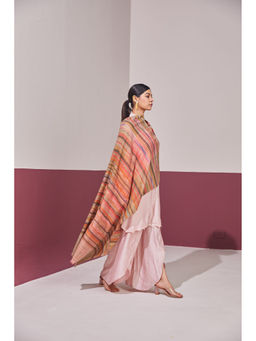 Shaza - Multi-Colour Zari Check Stole