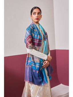 Shaza - Blue Palla Needle Work Shawl