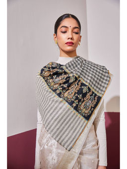 Shaza - Black Palla Needle Work Shawl