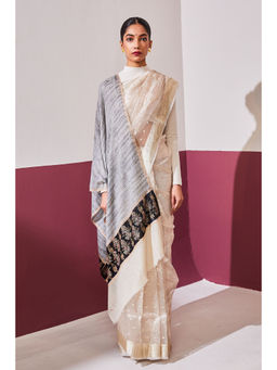 Shaza - Grey Palla Needle Work Shawl