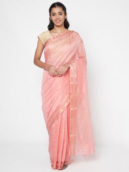 Fabindia - Cotton Silk Striped Stitched Saree Without Blouse