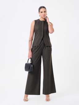 Powersutra - Brown Solid Sleeveless Co-Ord Set