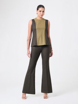 Powersutra - Brown and Beige Colorblocked Sleeveless Co-Ords