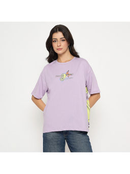 Madame - Front and Back Graphic Print Lavender Cotton T-Shirt