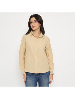 Madame - Textured Stripes Accents Yellow Shirt